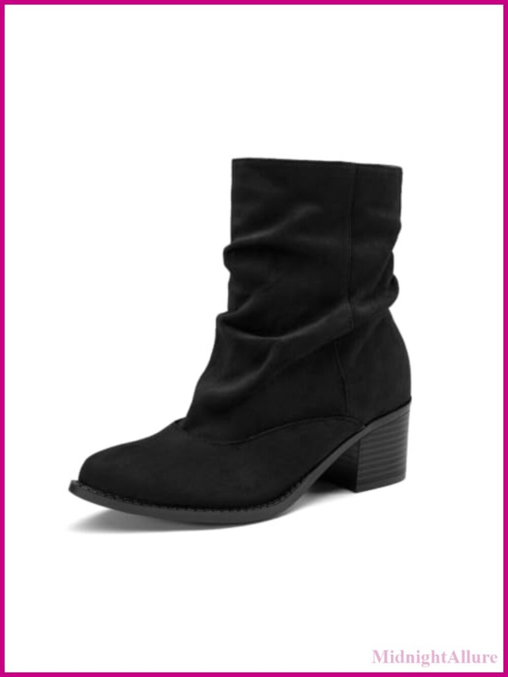 Women's Slouchy Chunky Heel Slip On Ankle Boots